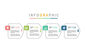 infographic elements  template, business concept with  4 steps  ,  multi color minimal pentagon shape design for workflow layout, diagram, annual report, web design.Creative banner, label vector