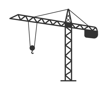 recommend clip art: Construction crane with a container line, hoisting machine, harbor lifter, lifting crane icon with outline style. Vector stock illustration.