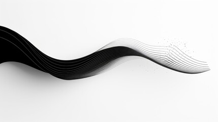 Fototapeta premium A black and white abstract wave on a white background. Digital image.