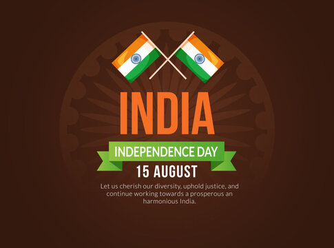Happy Independence Day Typography, elements, decoration. India independence day. Template design for poster, banner, flyer, and greeting card.