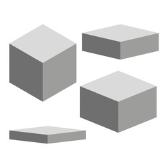 Volumetric gray cube on a white background. Vector illustration. EPS 10.