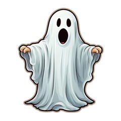 A cartoon ghost with a surprised look on his face. Digital image.