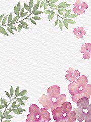 Invitation greeting card with flowers, watercolored card