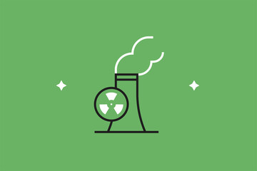 Vector nuclear station illustration in flat design style,  geometric ecology icon.
