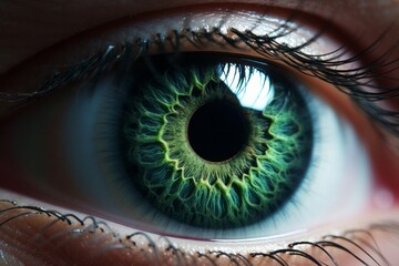 Close-up of human green eye - obrazy, fototapety, plakaty