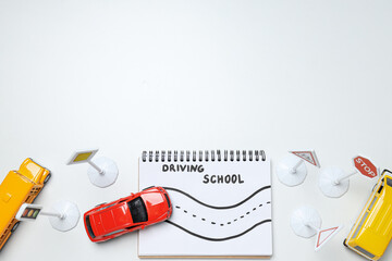 Driving school and driving lessons concept, education concept