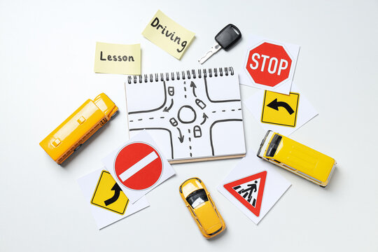Driving school and driving lessons concept, education concept
