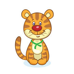 Kids toys. Cute little toy tiger. In cartoon style. Isolated on white background. Vector illustration.