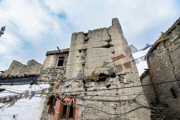 Old Walled City of Kagbeni with Stone Monuments, Monasteries, Mud Houses in Upper Mustang of Nepal