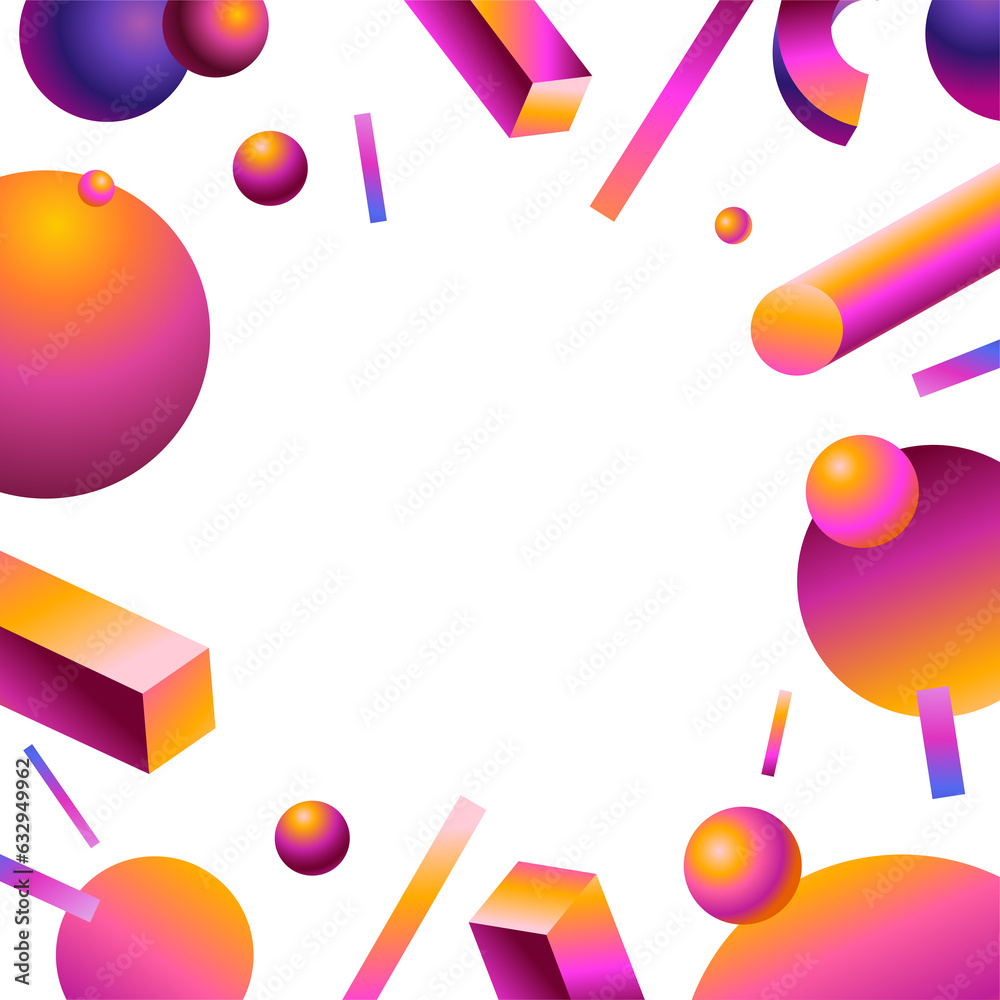 Aufkleber png design template and in 80's style and bright gradient colors with abstract geometric shapes and 