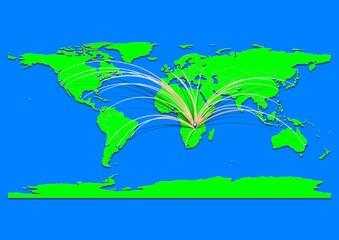 Naklejka premium Vibrant Luanshya, Zambia map - Export concept map for Luanshya, Zambia on World map. Suitable for export concepts. File is suitable for digital editing and prints of all sizes.
