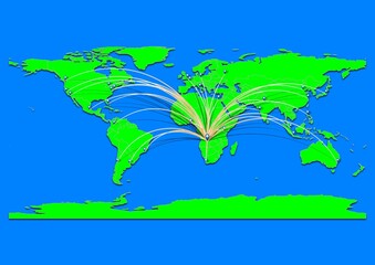 Naklejka premium Vibrant Luena, Angola map - Export concept map for Luena, Angola on World map. Suitable for export concepts. File is suitable for digital editing and prints of all sizes.