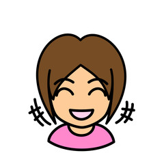 ブログで使えるアイコン　ベクター版　女性03ショートカット　笑顔
