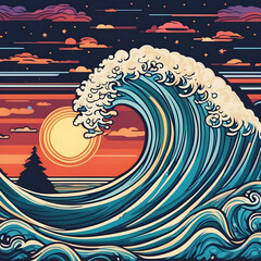 abstract background with waves, generative ai