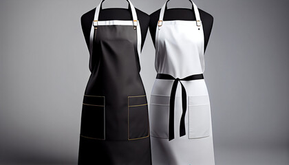 White and black aprons mockup, modern black and white apron, Ai generated image 