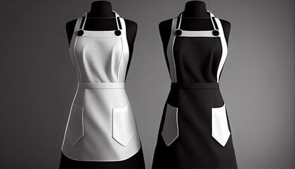 White and black aprons mockup, modern black and white apron, Ai generated image 
