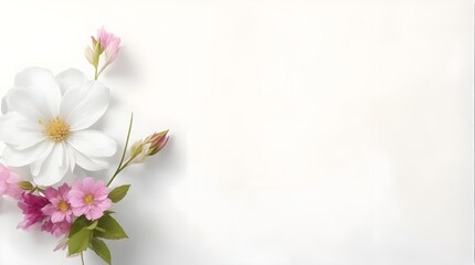 Fototapeta na wymiar flower on white background, wedding and birthday invitation text massage white background