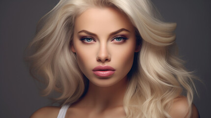 Fototapeta premium Portrait of a sensual blonde woman with perfect lips