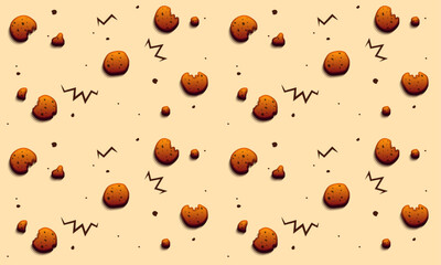 Seamless abstract chocolate biscuit pattern background. High quality cookies background for textile or poster