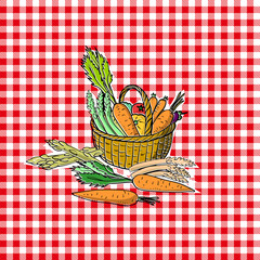 Illustration of vegetables in basket