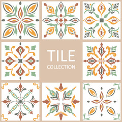 Tile seamless pattern collection design. With colourful motifs. Vector illustration EPS10.