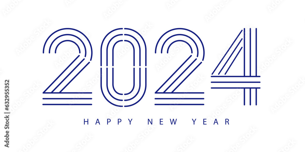 Poster 2024 Happy New Year. 2024 modern text vector design isolated on white background.