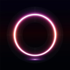 Neon lamp, purple neon circle, glowing circle, pink neon vector illustration.