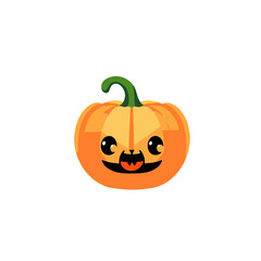 Cute kawaii pumpkin character vector Illustration isolated on a white background.