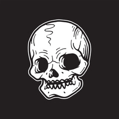 Skull Cartoon Hand Drawn Vector Illustration. Design element for shirt design, logo, sign, poster, banner, card