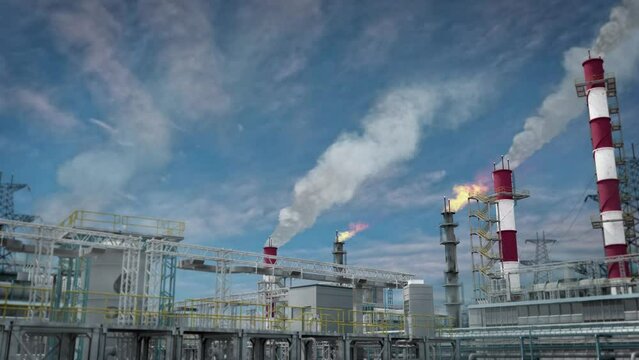 naphtha or thermal power plant - heavy industrial facility, fictional - loop video
