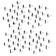 silhouette of standing people with shadow top view vector