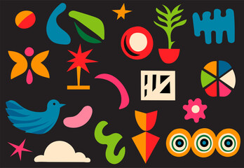 collection of simple shapes in flat style vector