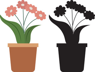 flower in a flowerpot on a white background vector