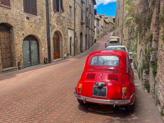 red vintage car in the italy street
