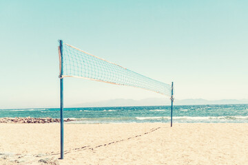 Beach volleyball play ground on a beach in Dahab by the red sea, Southern Sinai, Egypt