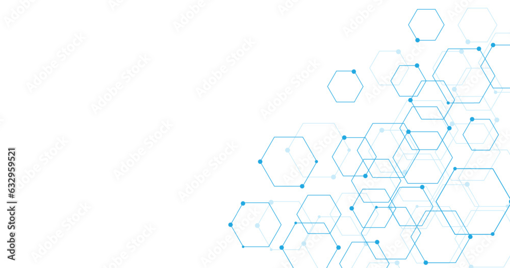 Aufkleber background of hexagon geometric blue pattern. healthcare medical and technology background.graphic d