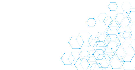 Background of hexagon geometric blue pattern. healthcare medical and technology background.Graphic digital science concept design.