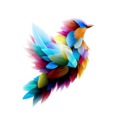 Obraz premium Illustration of a bird made from small feathers, seed for the side, wings open