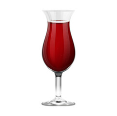 Realistic red cocktail glass isolated on white background