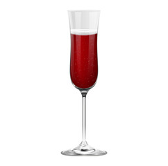 Realistic red champagne glass isolated on white background