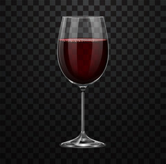 Realistic red wine glass bordeaux isolated on transparent background