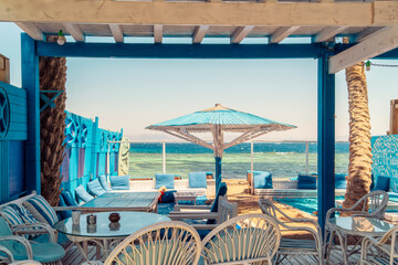 Lounge on the Red Sea in Dahab city, Southern sinai, Egypt