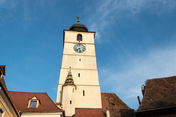 Fototapeta na wymiar Torre del reloj de Sibiu, Rumanía