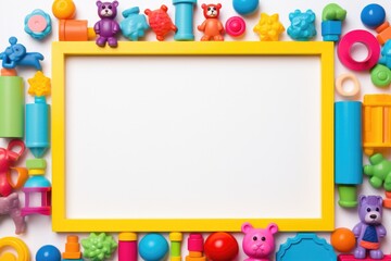 Frame with colorful toys 