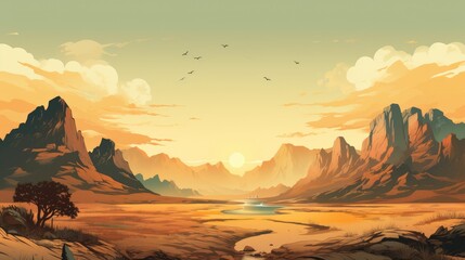 Yellow Mountain in China Illustration