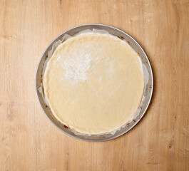 Homemade organic Italian pizza on table.