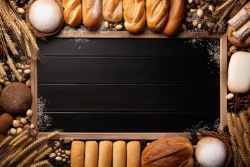 Fotobehang Frame of bread products © kramynina