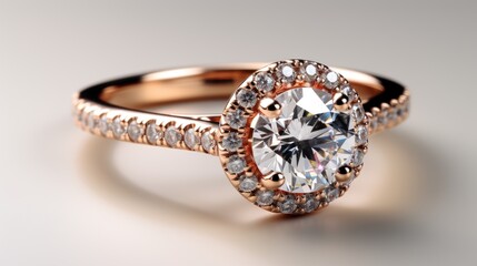 Fototapeta premium ring with diamonds on white background, ai generative
