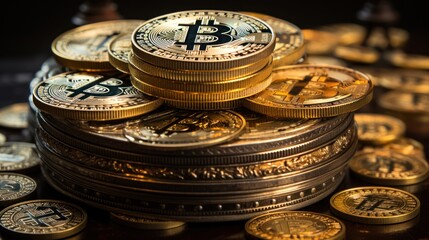 Golden Bit coins ,bitcoin of coins , ai generative
