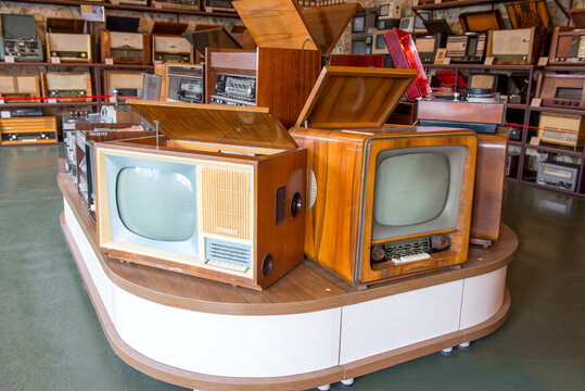 Collection of old TVs from the 20th century